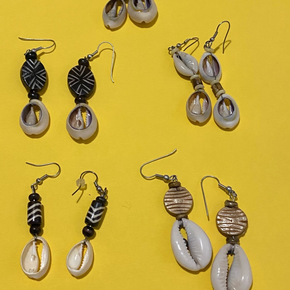 cowry shell earrings set